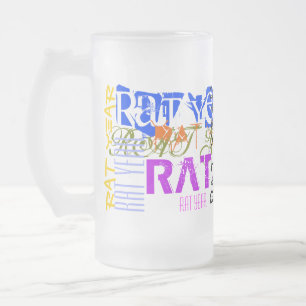 Taza De Cristal Esmerilado Graffiti estilo Año chino Zodiac Glass Mug