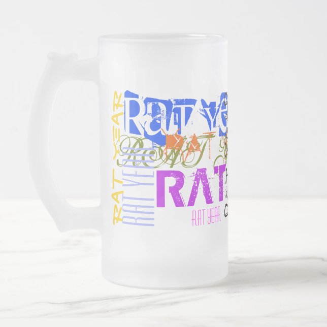 Taza De Cristal Esmerilado Graffiti estilo Año chino Zodiac Glass Mug (Izquierda)