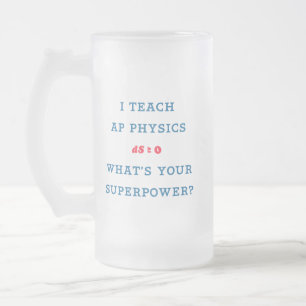 Taza De Cristal Esmerilado Gráfico de Superpoder del Profesor de Física AP
