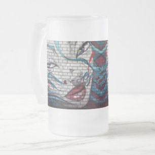 Taza De Cristal Esmerilado Grafiti de chica asiática 