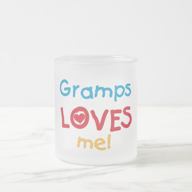 Taza De Cristal Esmerilado Gramps me ama camisetas y regalos (Centro)