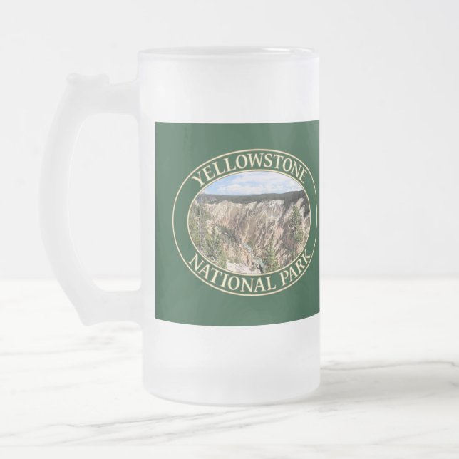 Taza De Cristal Esmerilado Gran Cañón de Yellowstone en la Nación de Yellowst (Izquierda)