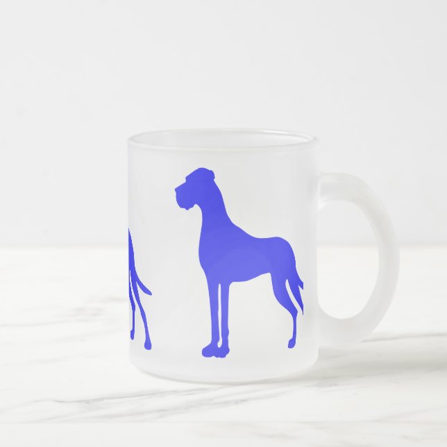 Taza De Cristal Esmerilado Gran Danés Azul (Derecha)