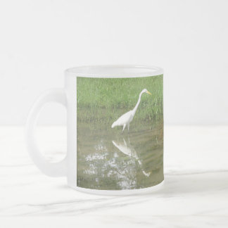 Taza De Cristal Esmerilado Gran Egret blanco