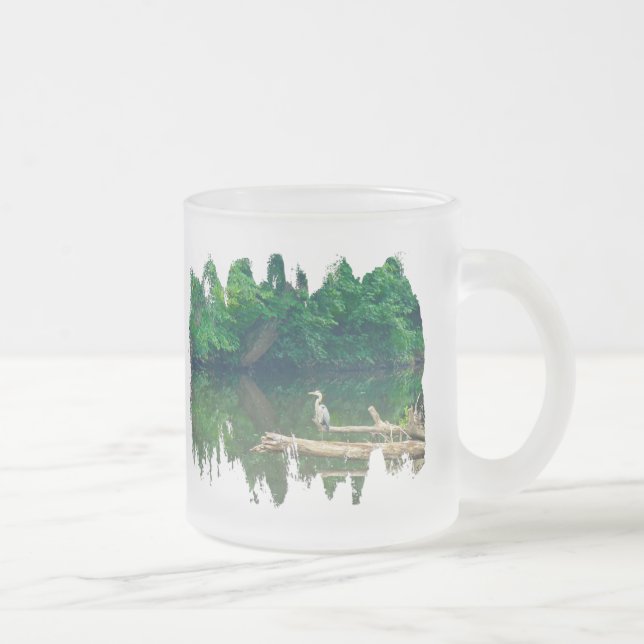 Taza De Cristal Esmerilado Gran garza azul - Ardea herodias (Derecha)