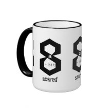 Gran Mug Monocromo de 8 bits con miedo