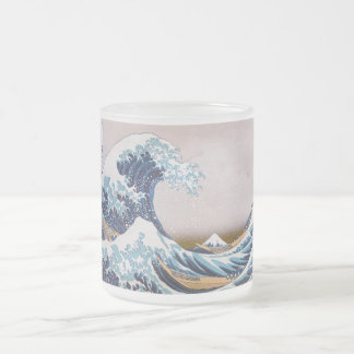 Taza De Cristal Esmerilado Gran ola de tsunami frente a Kanagawa Japón por Ho
