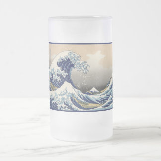 Taza De Cristal Esmerilado Gran Ola frente a Kanagawa y Monte Fuji Mar de Jap