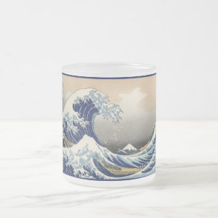 Taza De Cristal Esmerilado Gran Ola frente a Kanagawa y Monte Fuji Mar de Jap