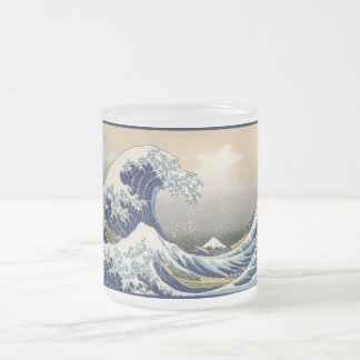 Taza De Cristal Esmerilado Gran Ola frente a Kanagawa y Monte Fuji Mar de Jap