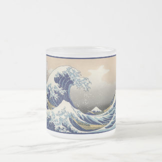 Taza De Cristal Esmerilado Gran Ola frente a Kanagawa y Monte Fuji Mar de Jap