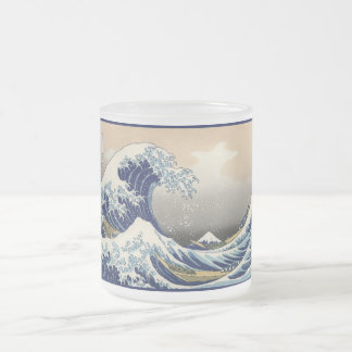 Taza De Cristal Esmerilado Gran ola frente al mar de Kanagawa y Monte Fuji Ja