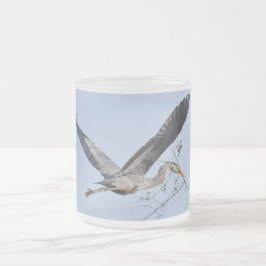 Taza De Cristal Esmerilado Gran tazón azul de garza