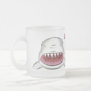 Taza De Cristal Esmerilado Gran tiburón blanco significa ilustracion personal