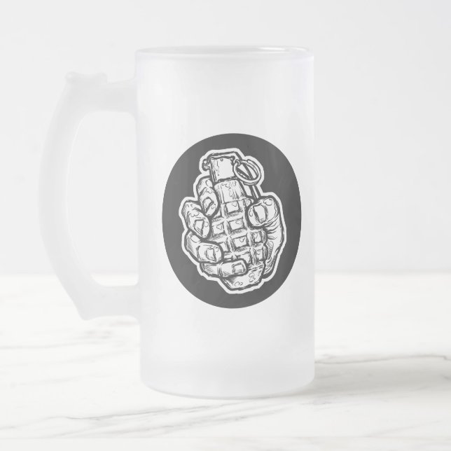 Taza De Cristal Esmerilado Granada De Mano Al Estilo De Los Comics (Izquierda)