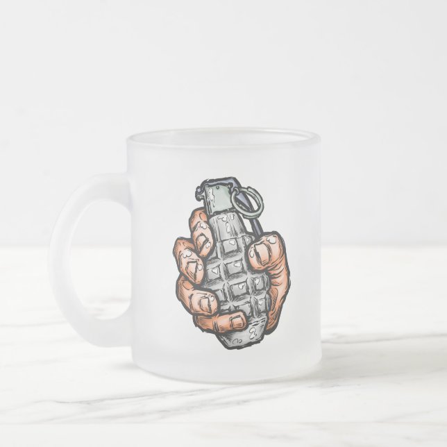 Taza De Cristal Esmerilado Granada De Mano Al Estilo De Los Comics (Izquierda)