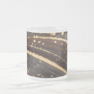 Taza De Cristal Esmerilado Grano de madera oscura de nuez negra con ríos dora