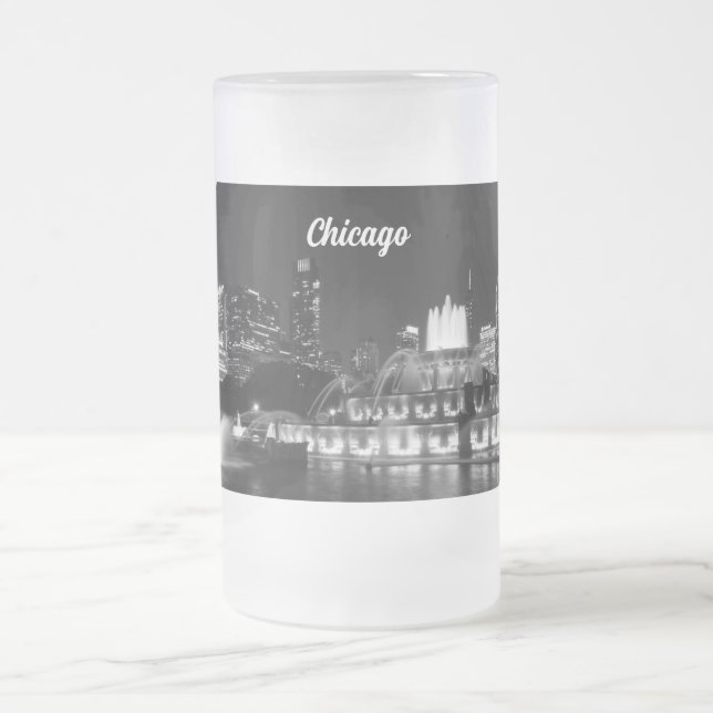 Taza De Cristal Esmerilado Grant Park Chicago Grayscale Frosted Mug (Centro)
