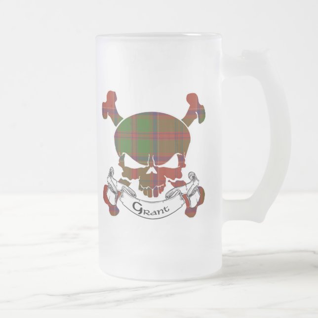 Taza De Cristal Esmerilado Grant Tartan Skull Mug (Derecha)