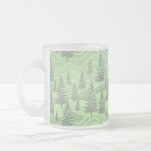 Taza De Cristal Esmerilado Green Forest Christmas 