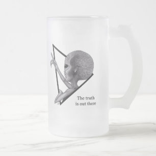 Taza De Cristal Esmerilado Grey Alien, la verdad está ahí fuera