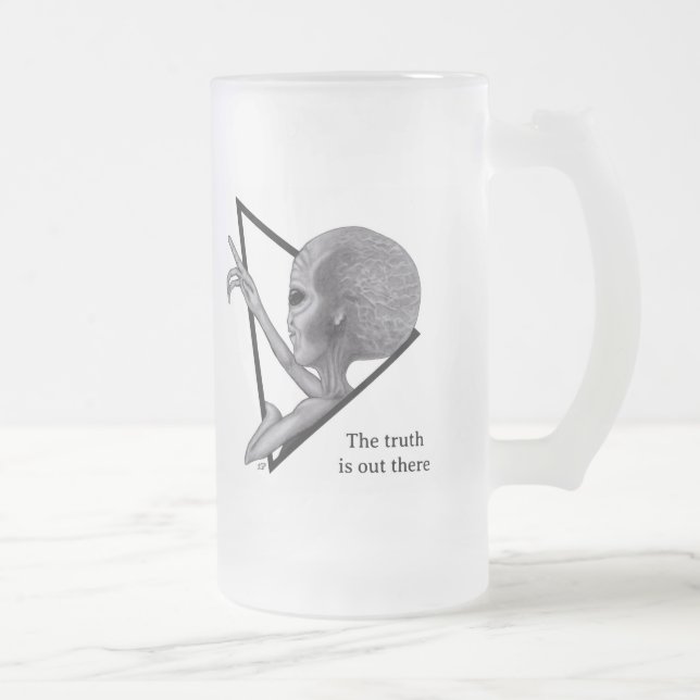 Taza De Cristal Esmerilado Grey Alien, la verdad está ahí fuera (Derecha)
