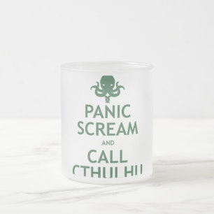 Taza De Cristal Esmerilado Grito y llamada Cthulhu del pánico