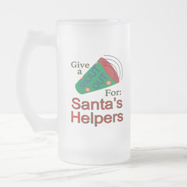 Taza De Cristal Esmerilado Gritos a los ayudantes de Santa Claus (Izquierda)