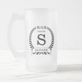 Taza De Cristal Esmerilado Groom Inicial