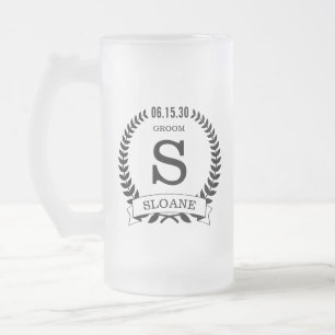 Taza De Cristal Esmerilado Groom Inicial