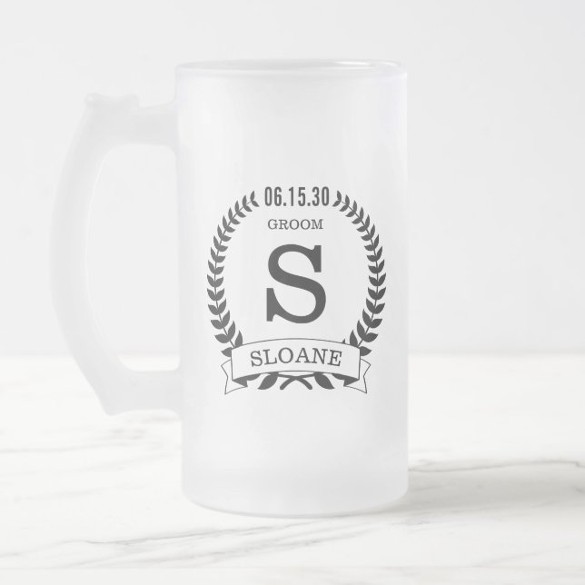 Taza De Cristal Esmerilado Groom Inicial (Izquierda)