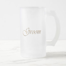Taza De Cristal Esmerilado Groom, moda elegante del guión dorado
