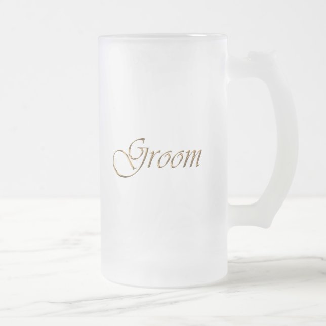 Taza De Cristal Esmerilado Groom, moda elegante del guión dorado (Derecha)