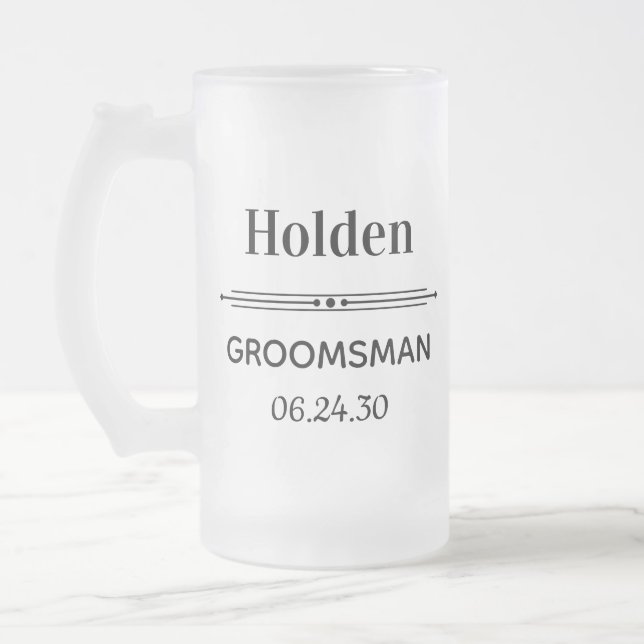 Taza De Cristal Esmerilado Groomsman Favor Personalizado (Izquierda)