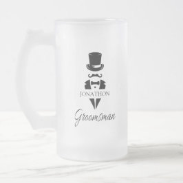 Taza De Cristal Esmerilado Groomsman Nombre Tuxedo Top Hat