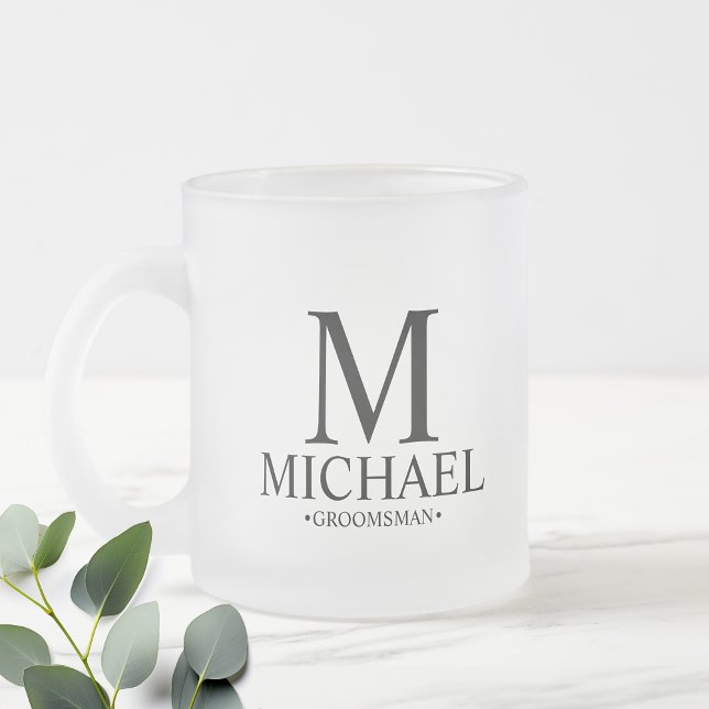 Taza De Cristal Esmerilado Groomsman personalizado moderno (Subido por el creador)