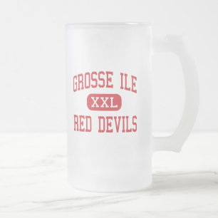 Taza De Cristal Esmerilado Grosse Ile - diablos rojos - centro - Grosse Ile