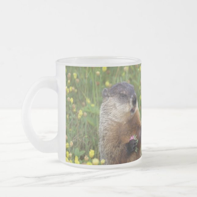 Taza De Cristal Esmerilado Groundhog Pose Mug (Izquierda)