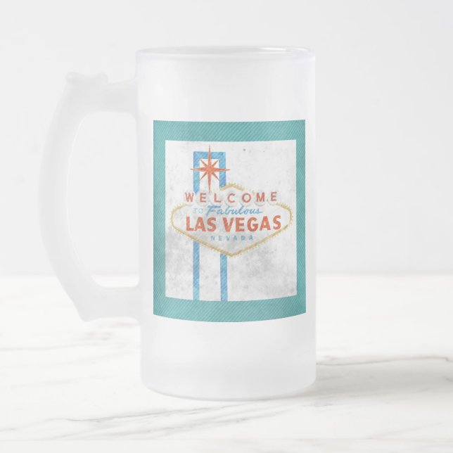 Taza De Cristal Esmerilado grunge del signo de las vegas (Izquierda)
