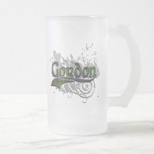 Taza De Cristal Esmerilado Grunge del tartán de Gordon