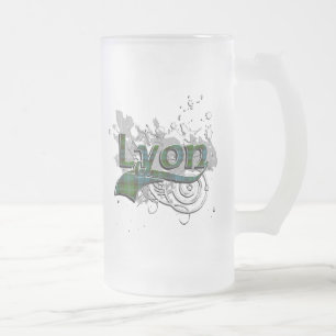 Taza De Cristal Esmerilado Grunge del tartán de Lyon