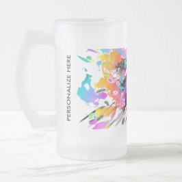TAZA DE CRISTAL ESMERILADO GRUNGE PUNK SPLATTER ART