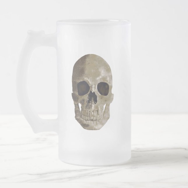 Taza De Cristal Esmerilado Grungy Skull Halloween (Izquierda)