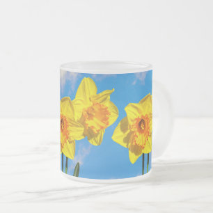 Taza De Cristal Esmerilado Grupo de Daffodils Flores de la Medalla de Oro Mug