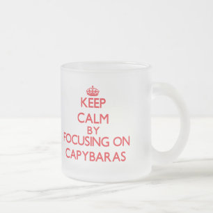 Taza De Cristal Esmerilado Guarde la calma centrándose en Capybaras