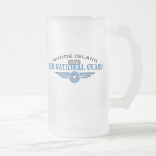 Taza De Cristal Esmerilado Guardia Nacional del Aire de la Isla Rhode