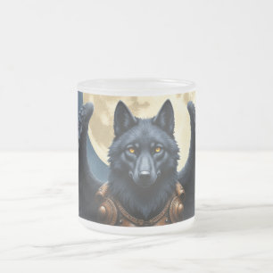 Taza De Cristal Esmerilado Guardián de la Luna – El Lobo de Ala Negra