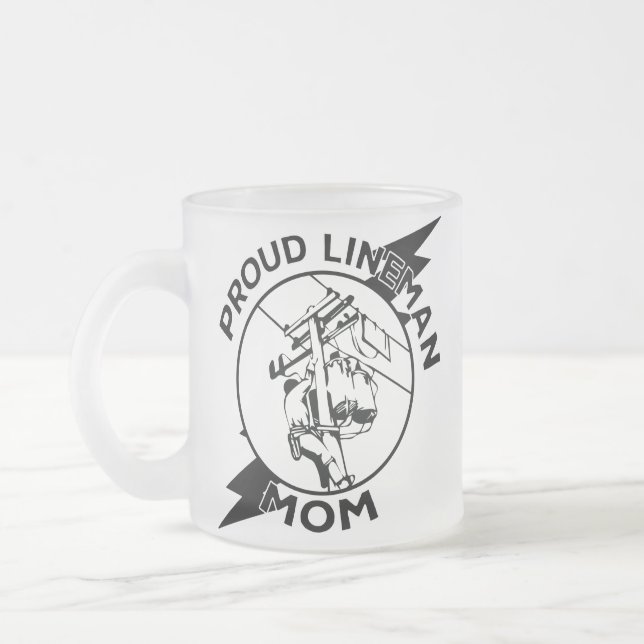 Taza De Cristal Esmerilado Guay Super Orgulloso Lineman Mom- Día de la Madre (Izquierda)