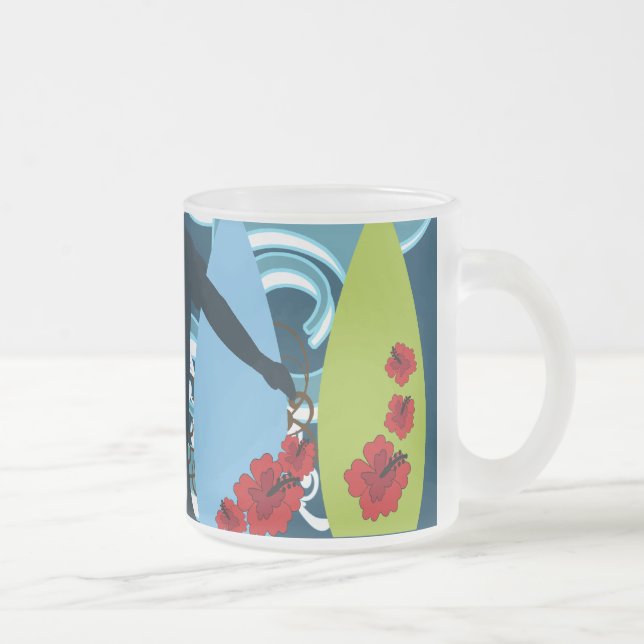 Taza De Cristal Esmerilado Guay Surfer Dude Surfing Beach Ocean Design (Derecha)