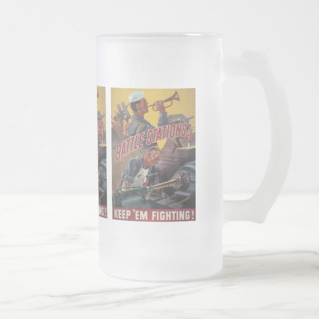 Taza De Cristal Esmerilado Guerra mundial de las estaciones de batalla 2 (Derecha)